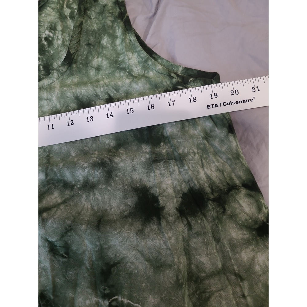 Flashback boho festival green tie dye flowy dress pockets Women SZ M/L relaxed - Picture 7 of 11